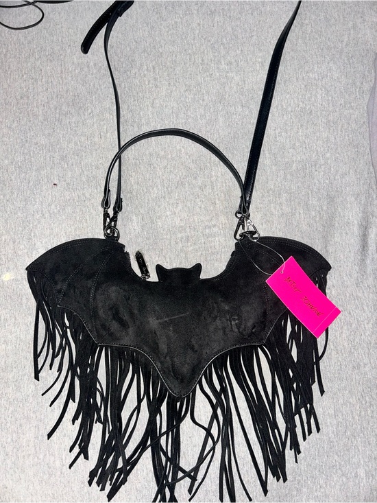 Betsey Johnson Handbags - betsey johnson black suede bat fringe purse